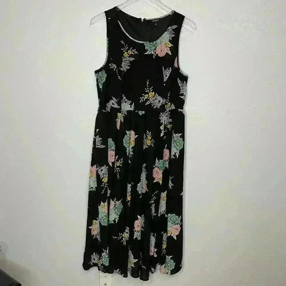 Torrid Black Floral Georgette Midi Dress 14 - Picture 4 of 10